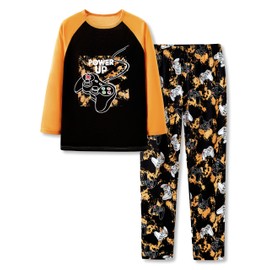 Beezizac 2-Piece Pajamas for Little Big Boys Yellow Gamer Long Sleeve & Pants PJ Set Size 8