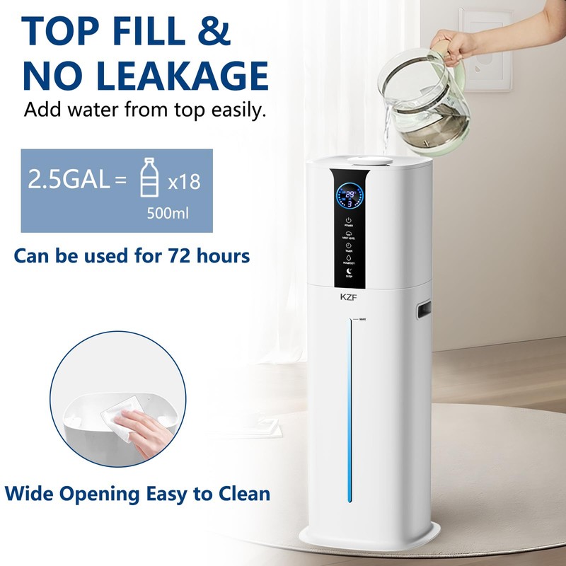 9L Smart Humidifiers for Bedroom Large Room, 2.3Gal Cool Mist