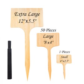 50 Pack 8 Inch Tall Plant Labels Large Garden Markers Plant Name Tags for Flowers, Herbs, Vegatables, Seeds, Bulbs Easy to See Larger Writing Area with Full Size Marker
