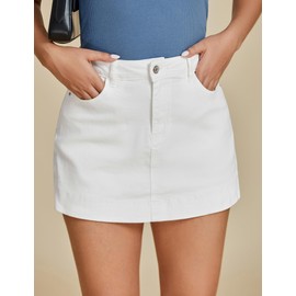 luvamia Denim Shorts White Skirt Stretchy Jean Skort High Waisted Casual Summer Country Concert Outfits for Women Size Medium Size 8 10