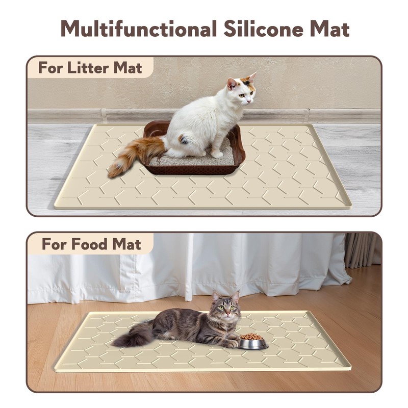 Garoopion Silicone Cat Litter Trapping Mat, Large Waterproof 34" X