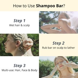 erigeron All-in-One Citron Mochi Shampoo Bar for All Scalp Care, Rosemary Oil for fuller looking hair, Green Tea, Pumpkin, Dandruff&Itchy Scalp Shampoo, Korean Skin Care, Wood Package (4.2 oz)