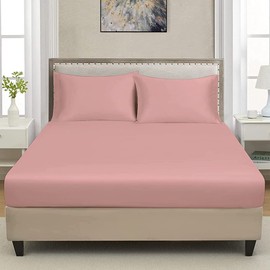 Extra Deep Luxuary Fitted Sheet 25cm Mattress Sheets 50% Cotton 50% Polyester By JRI® (King, Baby Pink)
