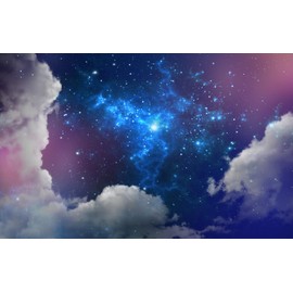LOOWAP Galaxy Starry Cloud Wallpaper for Ceiling Purple Starry Sky Wall Mural Living Room Bedroom（Not Peel n' Stick）