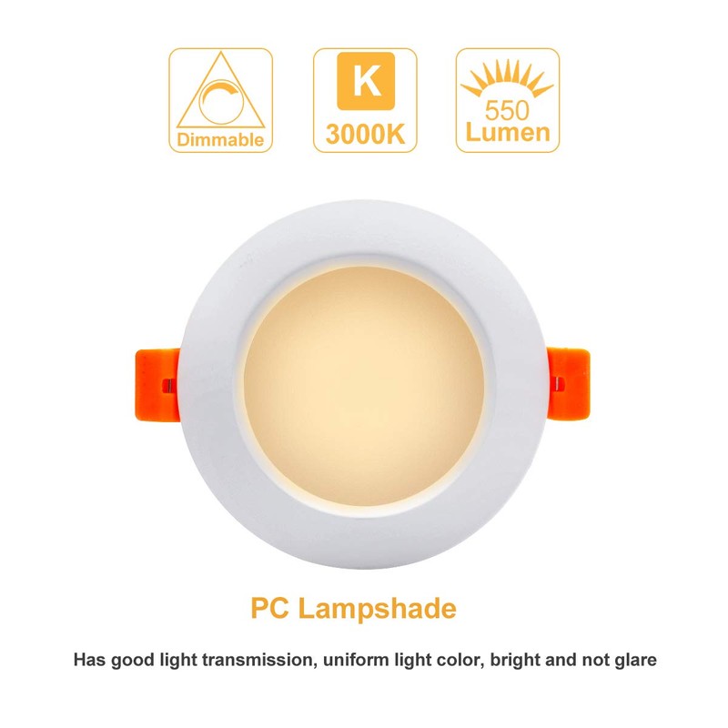 YGS-Tech 3.5 Inch LED Recessed Lighting, Dimmable Downlight 7W(55W Halogen