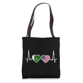 Pakistan USA Heartbeat Flag American Pakistani Tote Bag