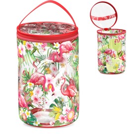 JioJio Chan Flamingo Gifts Beach Bag, Clear Makeup Pouch with Zipper, Travel Toiletry Pouch for Travel Size Toiletries, Clear Cosmetic Bag for Sunscreen, Beach Essentials for Women