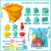 18 Pcs Kids Beach Toys Collapsible Bucket And Spade Set