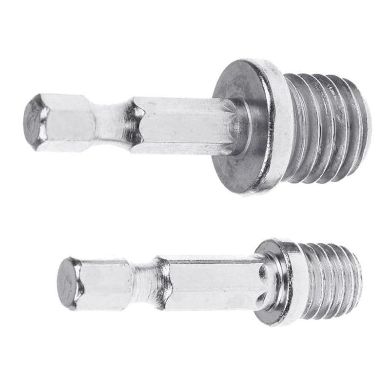 2pcs Silver Outer Conversion Rod M10+M14 Woodworking Hex Socket Adapter
