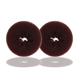 Extra Hair Donut Bun Maker for Kids, Ring Style Bun, 2PCS Chignon Hair Small Doughnut Shaper for Short and Thin Hair (Small, 2.5 Inch/Brown)