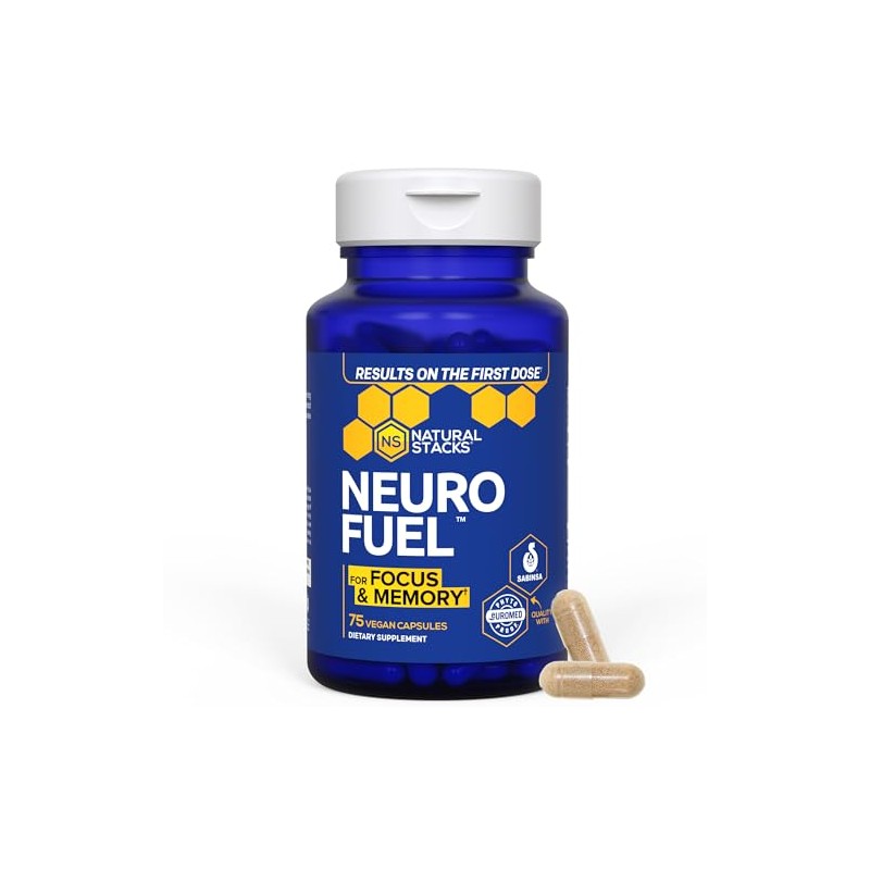 NATURAL STACKS- NeuroFuel Suplemento Nootrópico de Apoyo Cerebral con Extracto