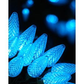 TOPKDA C9 Led Christmas String Lights Outdoor, 33.3ft 50 LED Waterproof Decorative Light Strand, Extendable Green Wire String Lights for House, Christmas Tree, Patio, Party Decoration, Turquoise