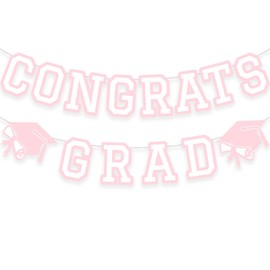 Congrats Grad Banner Graduation Party Banner Decoration Hanging Garland High School College Backdrop Supplies Pink