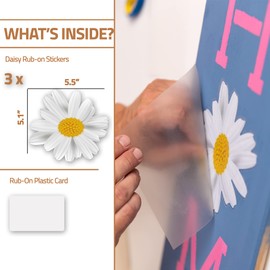 3 PCS Daisy Rub on Stickers for Large Stencils for Painting on Wood Reusable, Welcome Stencil, Daisy Decal Transfers for Wood Stencils, Wood Craft Supplies for Spring Porch Signs from Ulpo Crafts