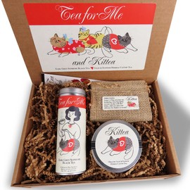 Kittea Morning Tea Gift Set with Catnip by Lah Tea Dah | 1 Tin Earl Grey Tea + 1 Tin Catnip |Cat Lover Gifts for Women