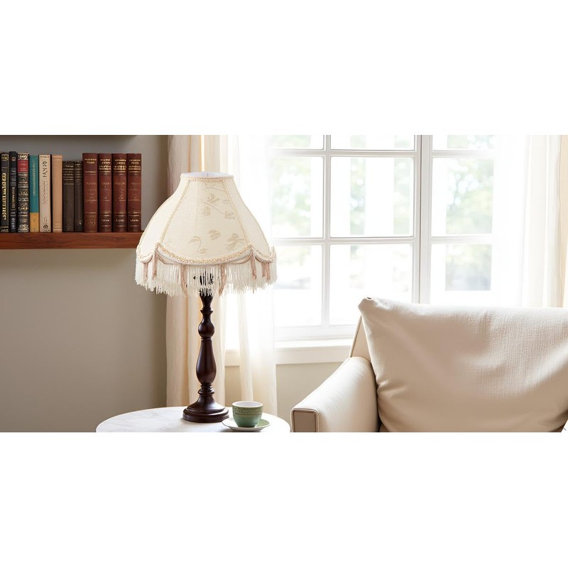 Aspen Creative 55005 Handsewn Scallop Dome Transitional UNO Fringe Lamp