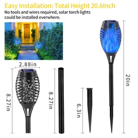 EOYIZW Solar Lights Outdoor, 12 Pack Blue Solar Torch Light with Flickering Flame, 12 LED Tiki Torches for Outside Lights Waterproof Landscape Easter Decoration Outdoor for Garden Yard