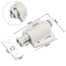 KBNIAN 6 PCS Magnetic Door Catch Push Open Magnetic Touch Latch Plastic Soft Close Strong Spring Loaded Magnetic Closure with Strike for Cabinet Cupboard Wardrobe Room Kitchen Bathroom (White)