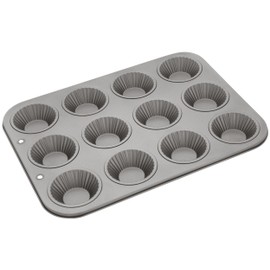 Judge JB52 Non-Stick Bun Tin with 12 Fluted Cups, Dishwasher Safe 35cm x 27cm x 2cm - 5 Year Guarantee
