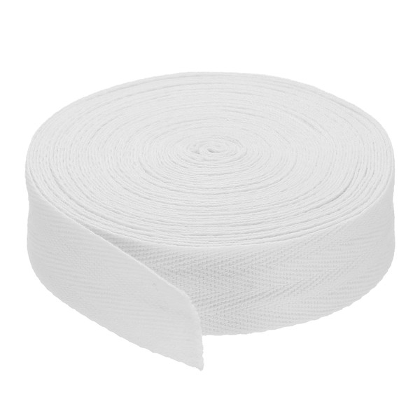 PATIKIL 1.2"/3cm Cotton Twill Tape 10 Yards Cotton Ribbon Bias Binding Tape Herringbone Webbing Trim for Sewing Gift Wrapping Craft DIY White