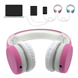 hisonic Kinderkopfhörer ab 3 Jahre, Leicht kopfhörer Kinder mit Laustärkebegrenzung auch Mikrofon Verstellbare Kinder Erwachsene Headset für Jungen und mädchen (Rosa)