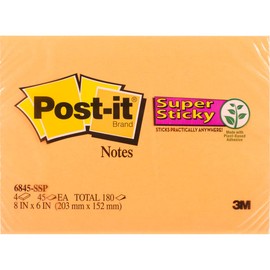 Super Sticky Large Format Notes, 8 x 6, Four Colors, 4 45-Sheet Pads/Pack, Sold as 1 Package, 7PACK , Total 7 Package