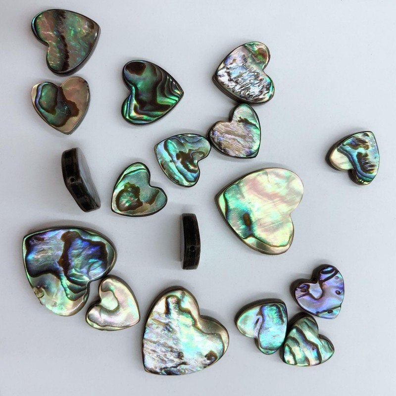 20PCS Heart Beads Abalone Shell Beads Natural Abalone Flat Loose