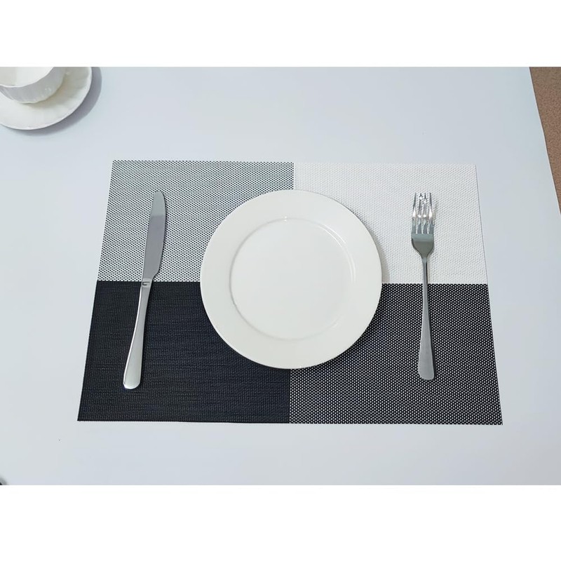 Heat Resistant Placemats Set of 4, Black with White Non-Slip
