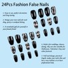 French False Nails,Black Pink Rose Coffin False Nails, 24PCS Square