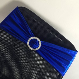 iEventStar Spandex Chair Sash Cover Stretch Band with Buckle Slider Sashes Bow Hotel Wedding Banquet Decoration (50, Metallic Royal Blue)