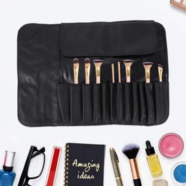 KESYOO Makeup Brush Pouch, Makeup Brush Case, Makeup Pouch, Compact, Makeup Tool Holder, Makeup Brush Bag, Travel, Portable, Black