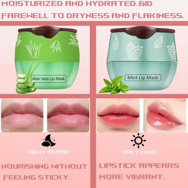 4 Bálsamos Labiales De Abeja En Tarro De Miel, Mascarilla Labial Nocturna De Coco, Aloe Vera, Melocotón Y Menta Con Palitos, Exfoliante Para Prevenir Labios Secos Y Agrietados.