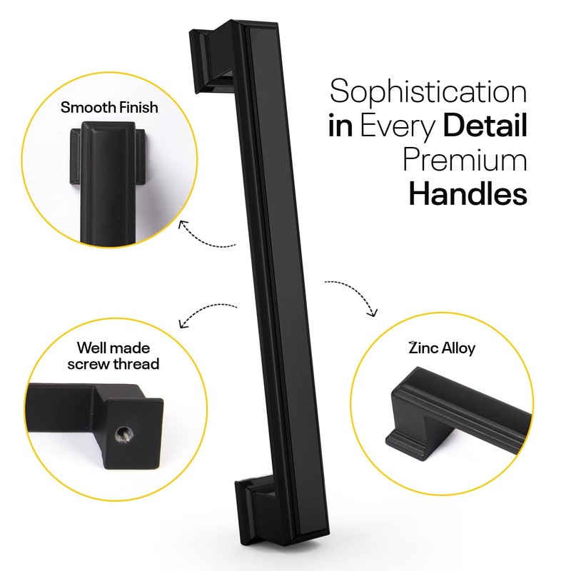 Black Cabinet Handles 5 Inch Hole to Hole - Bar