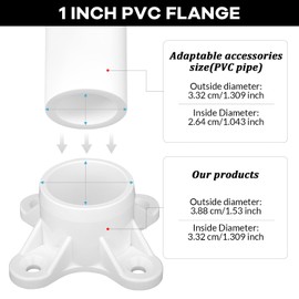 12 Packs PVC Flange for 1" PVC Pipe, Table Screw Caps Fittings for DIY Rod Holder Projects, Making Storage Shelves, Support Feet