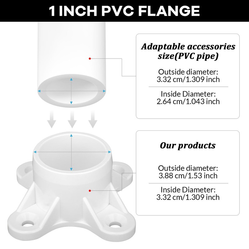 12 Packs PVC Flange for 1" PVC Pipe, Table Screw