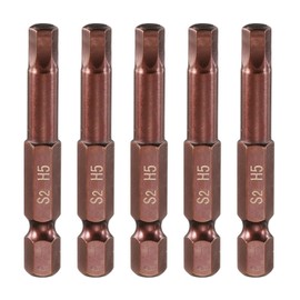 sourcing map 5pcs Hex Head Wrench Drill Bit 5mm(H5) Metric 1/4" Hex Shank 2"(50mm) Length S2 Steel Magnetic Impact Drivers Screwdriver Bit Industrial Grade Hexagon Electric Drill Bits