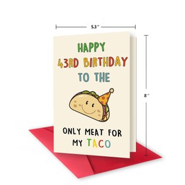 Zyulin Funny 43rd Birthday Card Gifts for Men, Happy 43rd Birthday Decorations Gifts for Husband Him, Taco Gifts for 43 Years Old Birthday Man, Cool 43rd Mens Bday Gifts Ideas