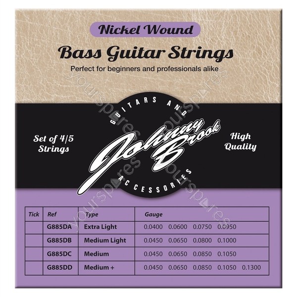 Johnny Brook Set Of 4 Nickel Wound Bass Guitar Strings
