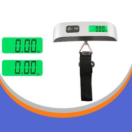 Electronic Luggage Scale Portable Suitcase Scale Digital Hanging Scales 110 lb/ 50KG Travel Scale with Tare Function Silver