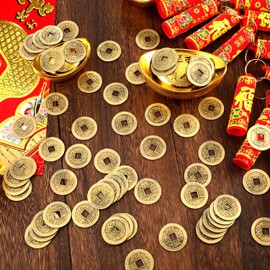 Boao 100 Pieces Chinese New Year Feng Shui Coins Good Luck Fortune Coin I-Ching Coins for Health and Wealth (1.1 Inch)