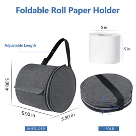 Hanging Toilet Paper Holder Cat Proof Roll Tissue Storage Waterproof and Portable Paper Container with Adjustable Strap Reusable Roll Tissue Organizer for Camping Bathroom Kitchen Travel, Gray
