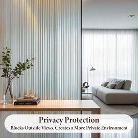 DARUITE Window Film Privacy, Decorative Reeded Glass Window Film, Removable No Glue Anti-UV Static Privacy Film for Glass Windows for Home Office, 30x100CM