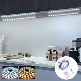 Battery Powered LED Strip Lights kit, 8PCS Wireless Under Shelf Lights 2700-6000K Tunable White with Reomte, LED Countern Lights Dimmable Timer for Shelves DIY Bedroom Kitchen Shoecase --13ft