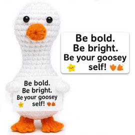 TWPER Mini Desk Goose, Positive Crochet Animals Birthday Gifts for Women Men Best Friend, Motivational Gifts for Coworker Office Home Room Decor