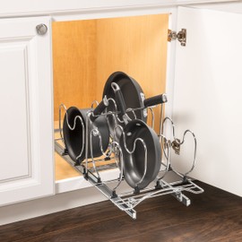 Lynk Professional Cookware Organizer Pull Out Sliding Cabinet Shelf, 11 wx 21 d x 10.9 h - inch, Chrome