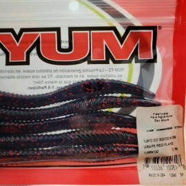 Yum 10.5" Mightee Worm F2 Ferocity Attractant 5 Count Pick Color 10 1/2" Mighty - 43 Grape Red Flake