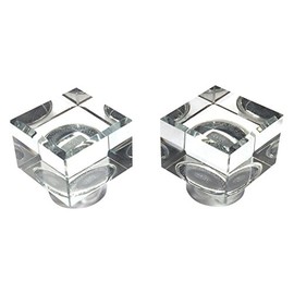 Hospitality Source Crystal Glass Finial Set Cube Shaped with Chrome Accent (Set of 2)