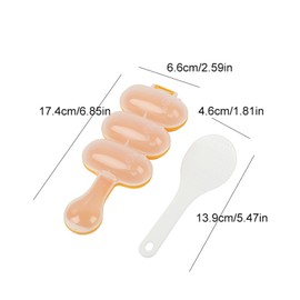 WJUAN 4 Pieces Onigiri Mould, PP Rice Ball Maker, with 2 Rice Spoons, Sushi Mould with Handle, 4 Colours, Rice Ball Shaper, for Home, Sushi Restaurant, Party