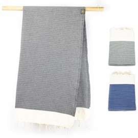 ANNA ANIQ Extra Weiches Fouta Hamam-Tuch - XXL Extra Groß 200 x 100cm Sauna-Tuch - 100% Baumwolle aus Tunesien als Strand-Tuch, Türkisches Bade-Tuch (Grau)