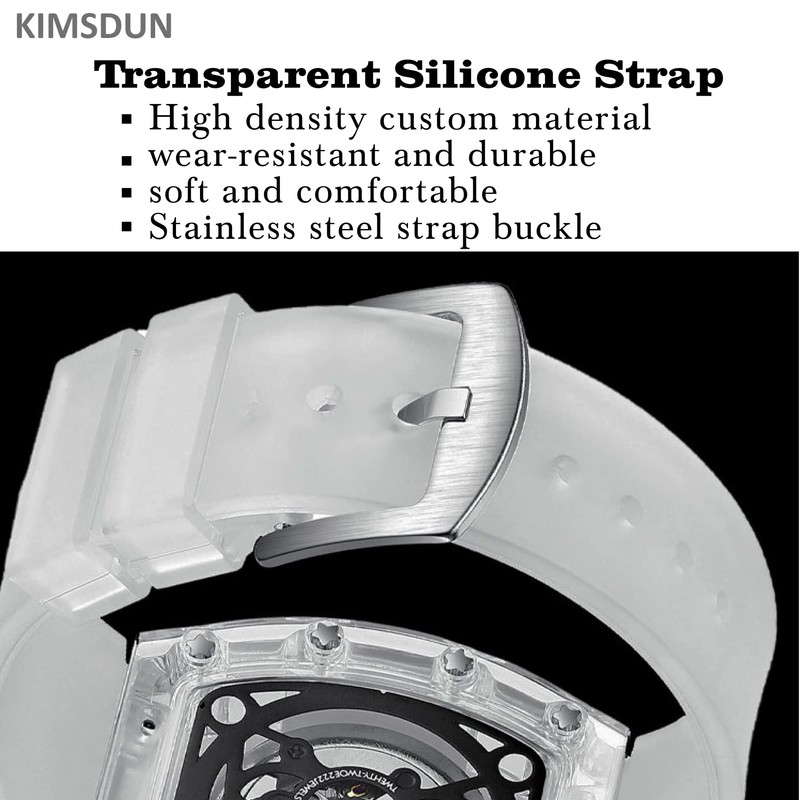 KIMSDUN-Stylish Skeleton Sport Watches, Waterproof, Analog Quartz Date Calendar Wristwatch,